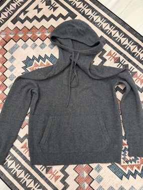 Men's Charcoal Gray/Green Hooded Knit Sweater